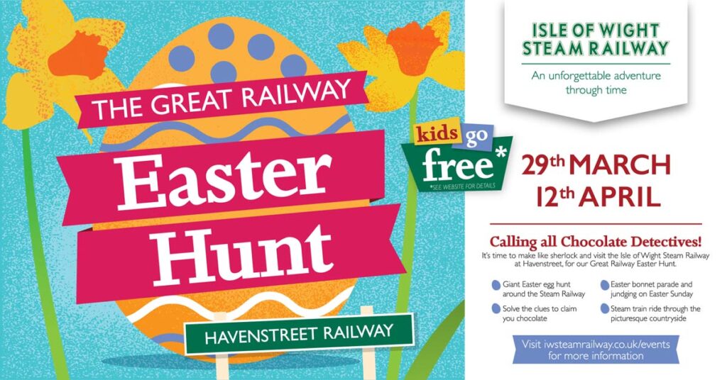 great railway easter hunt advert for the isle of wight steam railway