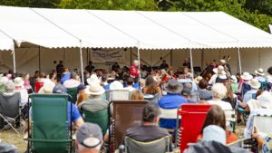 isle of wight steam railway proms crowd with event marquee